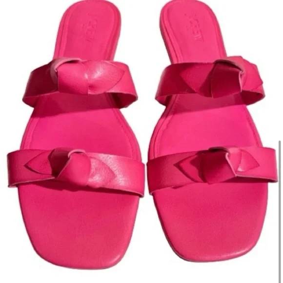 🎀HOST PICK🎀- NWOT- J. Crew Bright Pink Double Knotted Bow Sandals - Picture 4 of 6